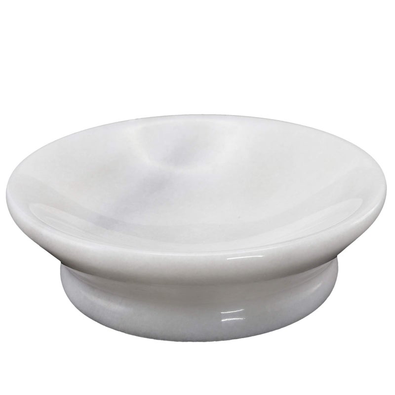 Creative Home Luxury Hand-Carved Natural Marble Soap Dish â€“ Heavy-Duty Taiwan Yushan Stone, Durable & Elegant for Bathroom, Kitchen, Vanity & Jewelry Storage (5â€ Diameter, Off-White) - Image 1